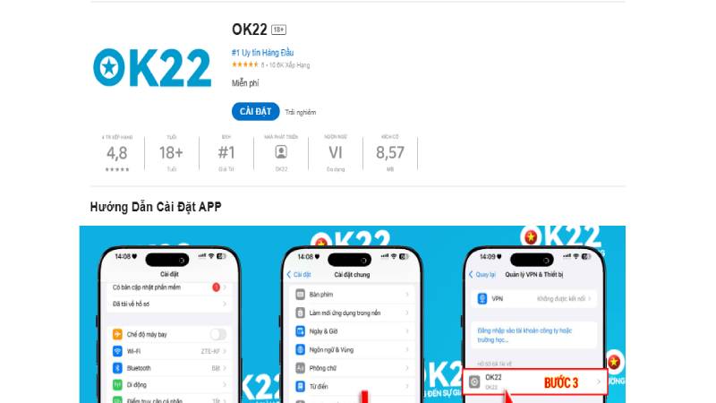 Tải app nhà cái OK22 cho iOS